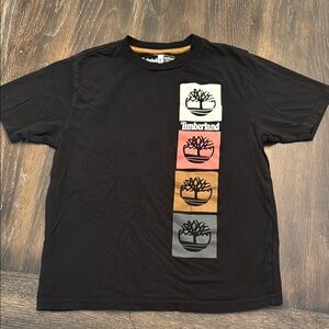 Timberland Black Short Sleeve Tee with Logo Design Size Medium 10/12 Boys